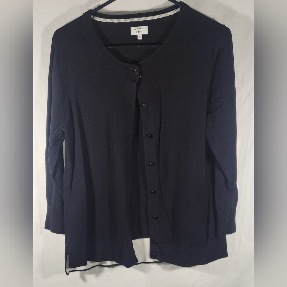 Crown & Ivy black cardigan sweater size large
